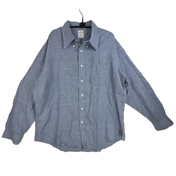 Brooks Brothers Other - Brooks Brothers Shirt Mens Extra Large XL Blue 100% Linen Collared Preppy Work